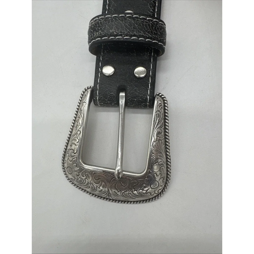Nocona Men's Western  Classic Leather Gray Belt With Silver Buckle 36 Western